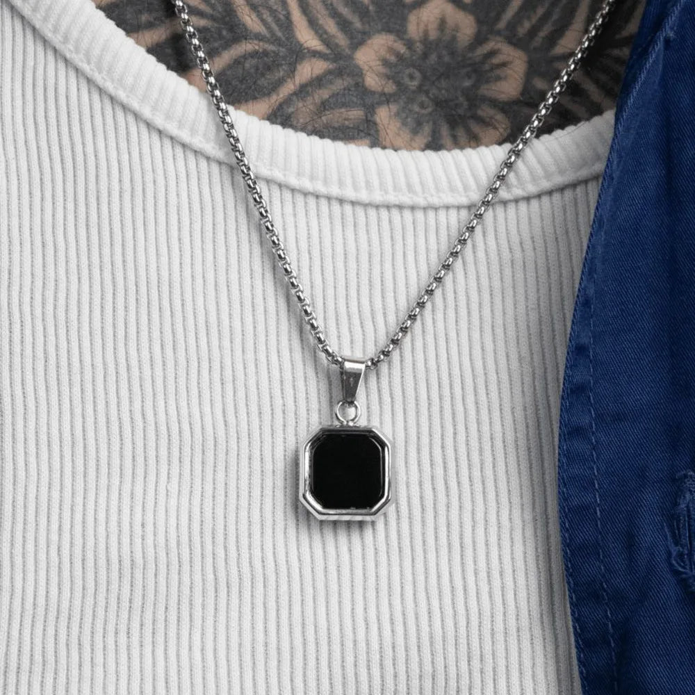 Black Enamel Pendant Necklace