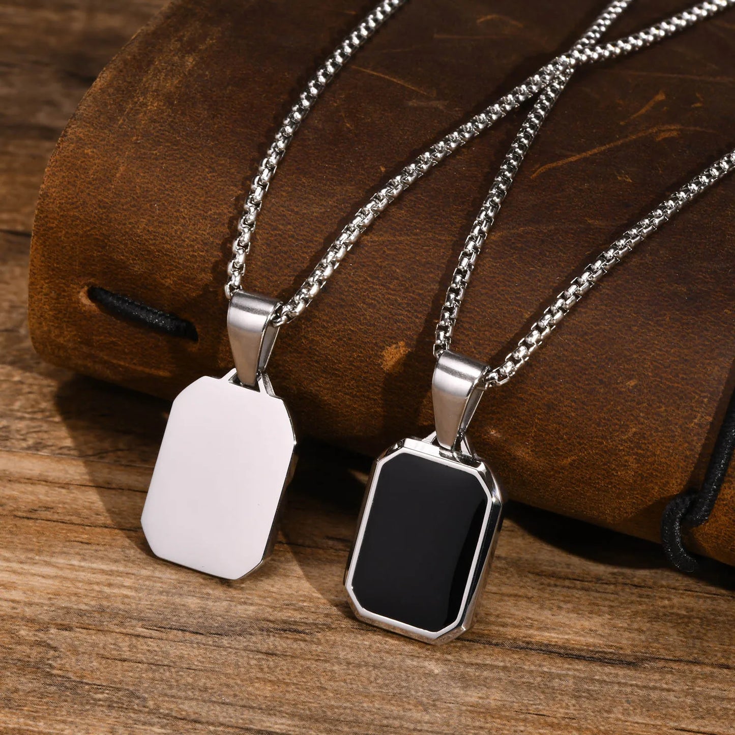 Black Enamel Pendant Necklace