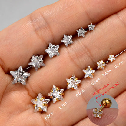 Mini Zircon Star Cartilage Piercing Stud For Women