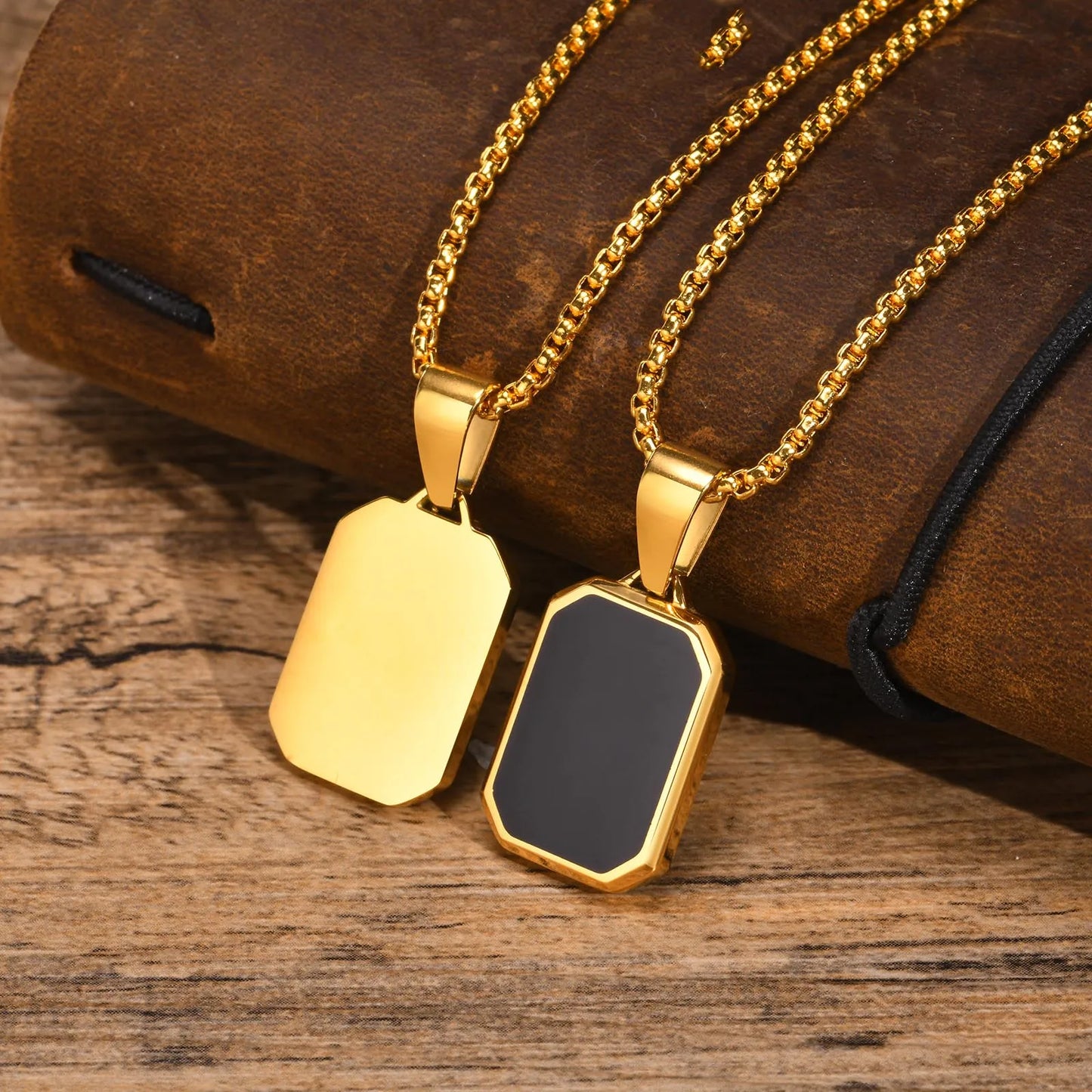 Black Enamel Pendant Necklace