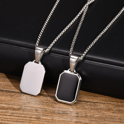 Black Enamel Pendant Necklace