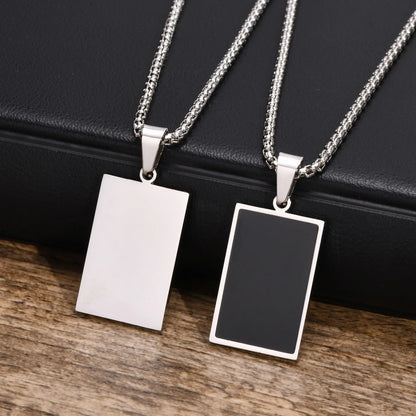 Black Enamel Pendant Necklace