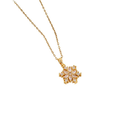 Christmas Winter Sweet Crystal Snowflake Necklace For Women