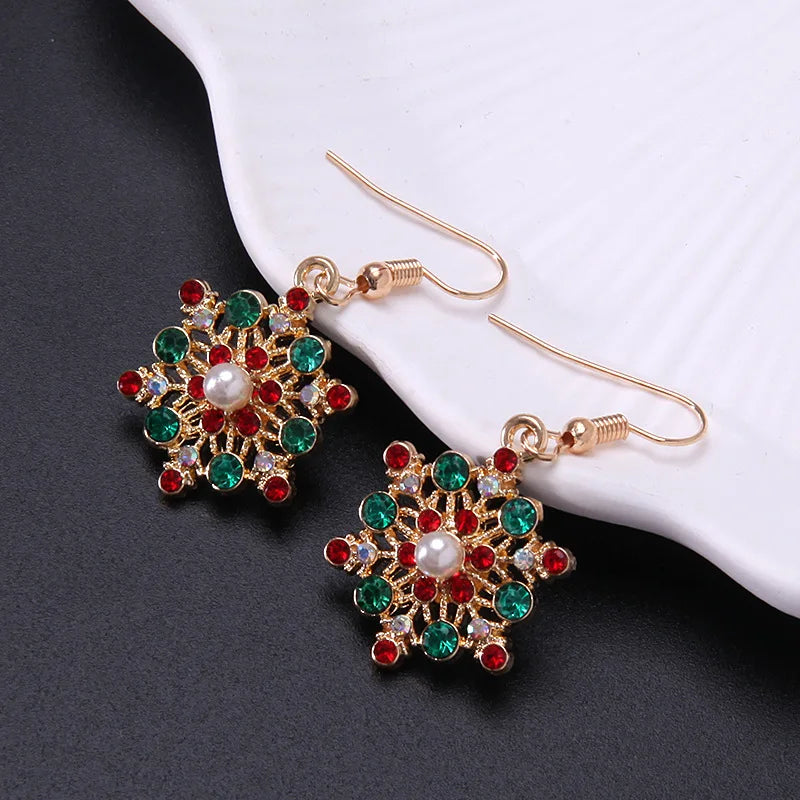 New Elegant Blue Rhinestone Snowflake Drop Earring for Women