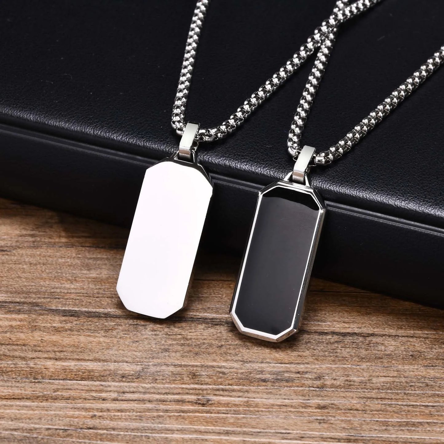 Black Enamel Pendant Necklace