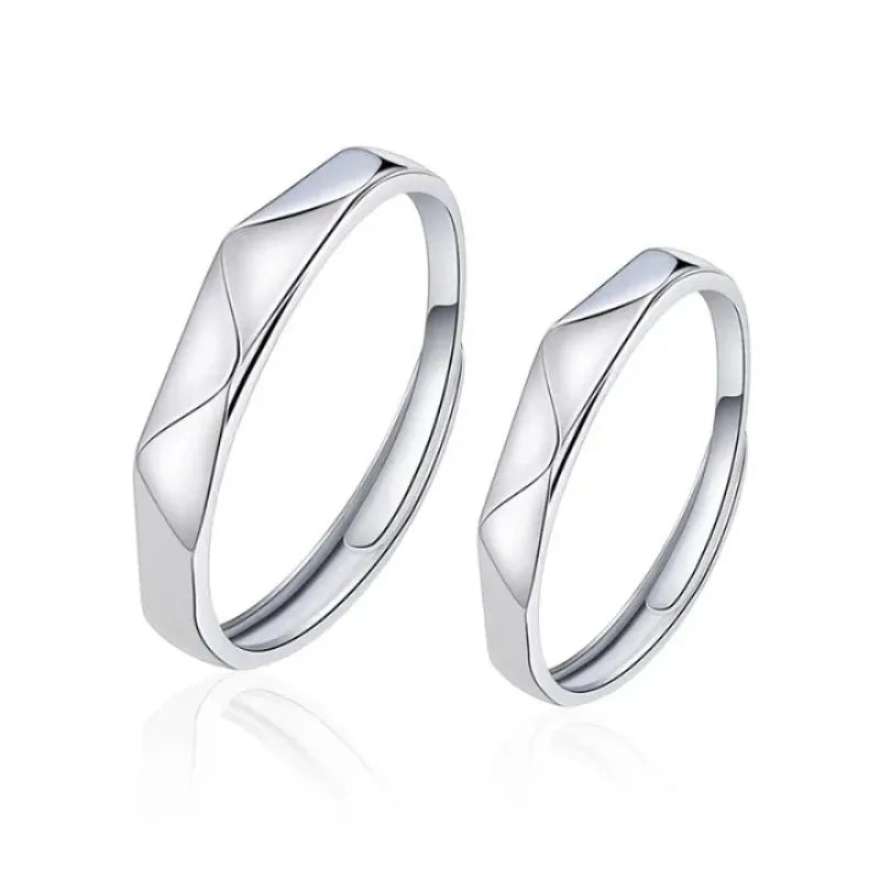 Black And White Lozenge Couple Rings