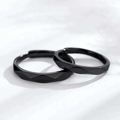 Black And White Lozenge Couple Rings