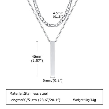 Mens Vertical Bar Necklaces For Men