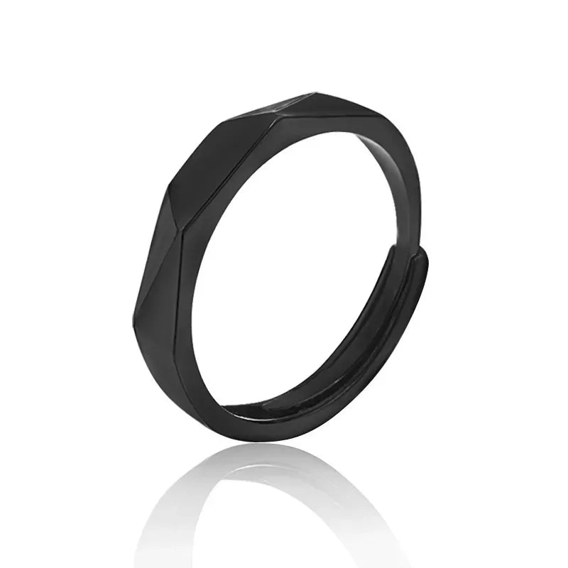 Black And White Lozenge Couple Rings