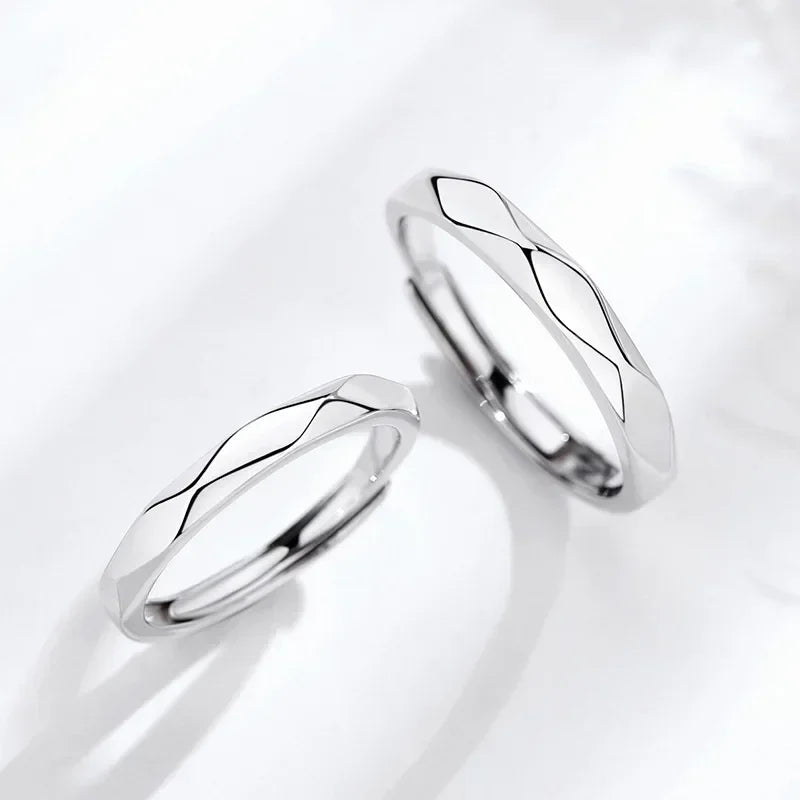 Black And White Lozenge Couple Rings